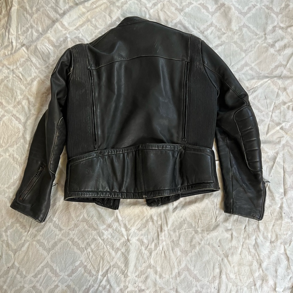 Men's Black Leather Motorcycle Jacket - Picture 2 of 16